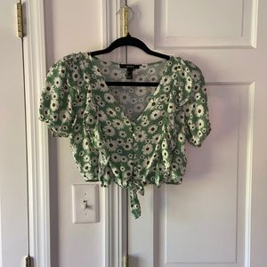 Flower Print Button Up Crop Top